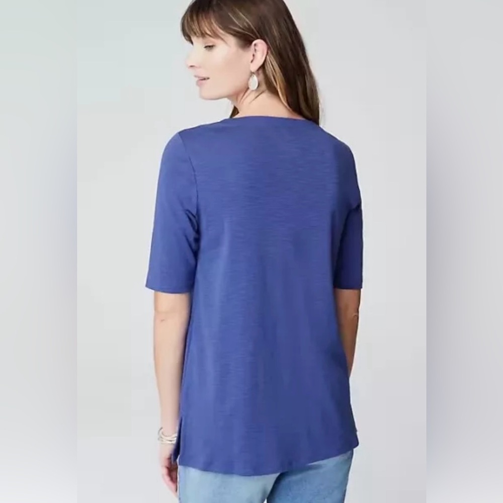 J Jill Azul Pima Slub Scoop Neck Elbow Sleeve Tee Large Tall
NWT - Picture 3 of 7